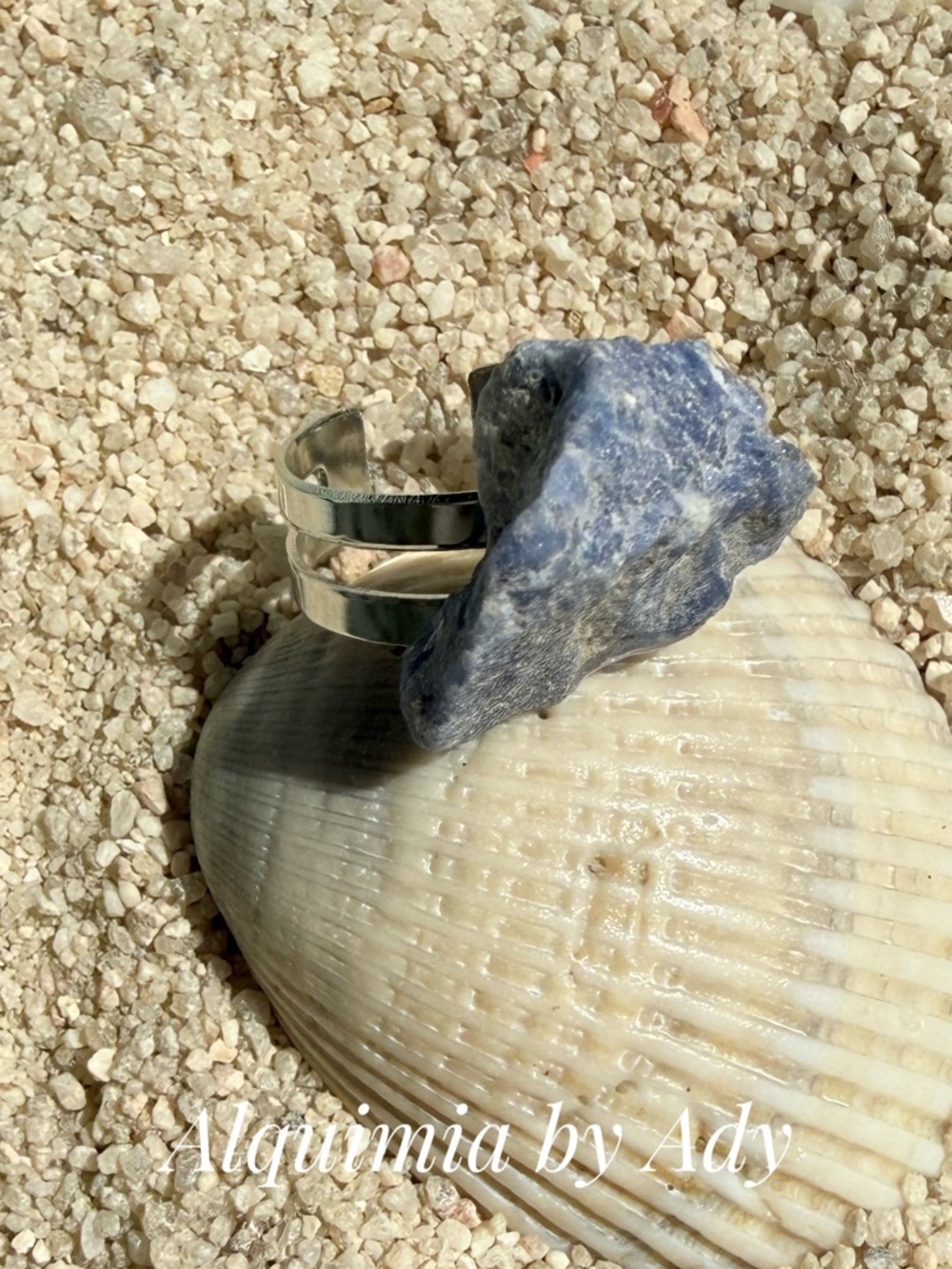 BRUTALIST Silver Ring with RAW Blue Stone SODALITE Accent